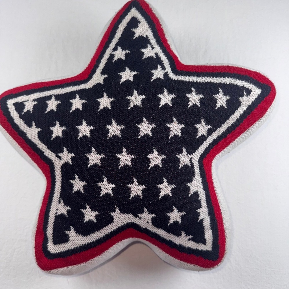Storehouse Star Pillow Blue Red White Americana Patriotic Knit Reversible 16"